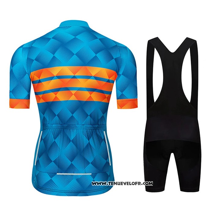 2020 Maillot Ciclismo Le Col Bleu Orange Manches Courtes et Cuissard